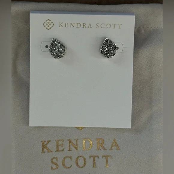 Kendra Scott-Rhodium Platinum rhodium Earrings NWT-Tessa Drusy - Picture 5 of 6